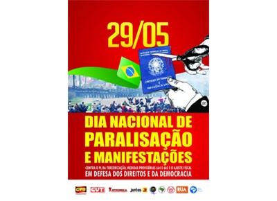 29 de Maio – Dia Nacional de Manifestações e Paralisações