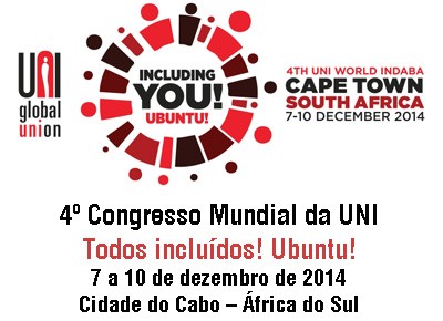 Diretores da FECESC participam do 4º Congresso Mundial da UNI  Todos incluídos! Ubuntu! na África do Sul